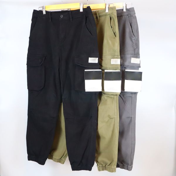 Грузовые брюки мужские брюки хлопковые патч -карманы с обеих сторон и задние молнии на весеннюю осенню