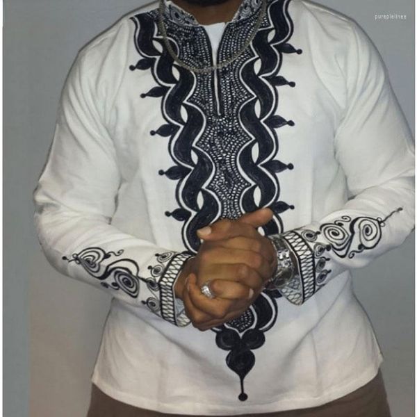 Camicie casual da uomo Camicia da uomo con stampa africana a vita bassa da uomo Slim Fit Tribal Gypsy Ethnic Uomo manica lunga Africa Abbigliamento