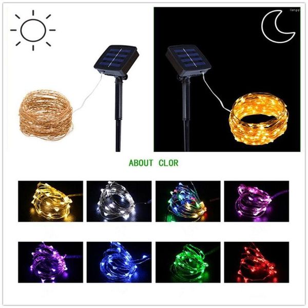 Saiten 20M 200LED Outdoor Solar Powered Kupferdraht String Licht Nacht Lampe mit Boden Pin Rod Yard Garten Dekoration