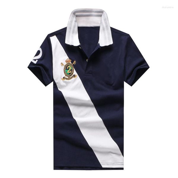 Polo Masculino 0.2 Camisa Polo Masculina Bordada de Alta Qualidade Big Horse Top Manga Curta Camisa Casual