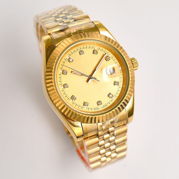 Человек смотрит на дату 31 36 41 мм с полным желтым золотом классический мужской и женский часы AAA Автоматическая машина 904L Стиль устриц.