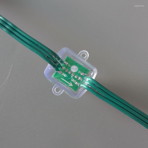 Strings 18AWG WIRE DC5V WS2811 LED Smart String endereçável com todo o tipo quadrado verde; IP68 classificada; resina epóxi preenchida; 50pcs a