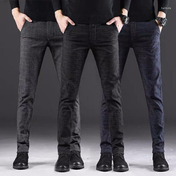 Calça masculina masculino casual masculino coreano Juventude da moda Pequena calça slim de calça calçada