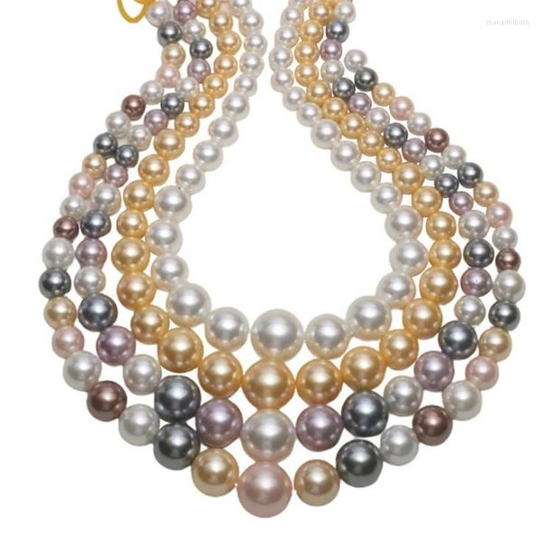 Girocollo Collana di perle di conchiglia naturale Imitazione di perline di dimensioni torre da 6-16 mm Per matrimonio da donna, regalo per la mamma