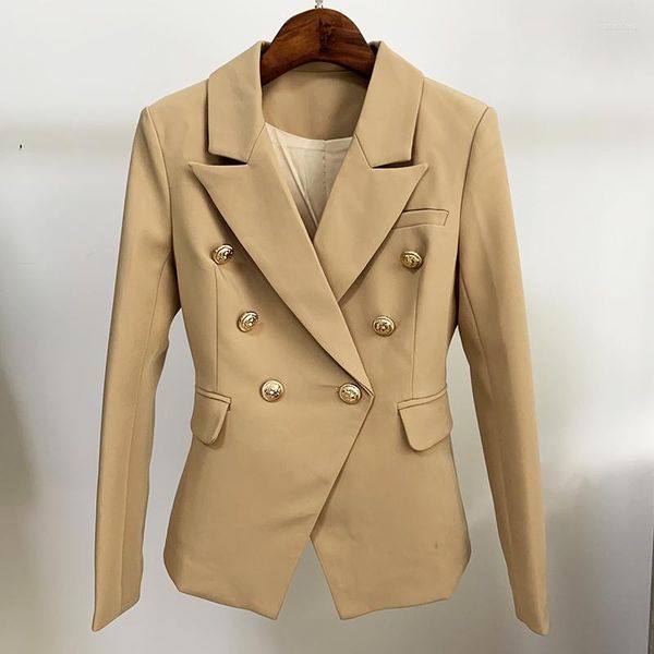 Abiti da donna S 2022 Designer Blazer Jacket Bottoni in metallo leone da donna Doppio petto Stile stella Abbigliamento esterno Cachi all'ingrosso