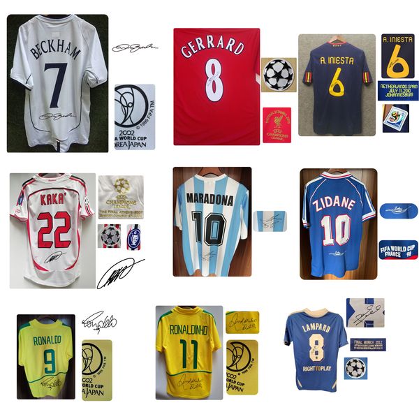 American College Football Wear All Super Star signiertes Trikot Maradona Baggio Beckham Signature Shirt Retro Kaka Gerrard Lampard Ronaldo Klassische Vintage-Trikots