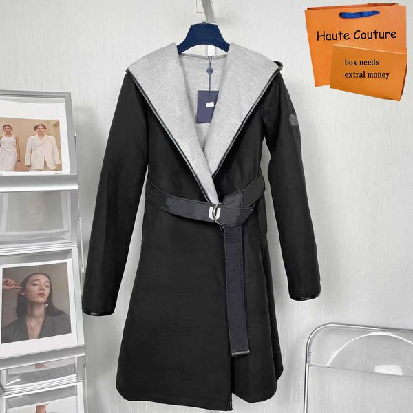 Misto lana da donna Lungo Autunno Inverno Cappotti Moda Giacche calde Parka Casual Lettera Stampa Lady Cappotto Capispalla flessibile con cintura cappotti donna cashmere