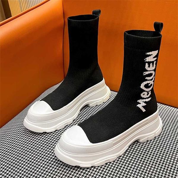 Розничные женские дизайнерские носки Socks Boots Spring и осень 2022 г. толстый нижний дно сплетеные дышащие эластичные чулки пинетки