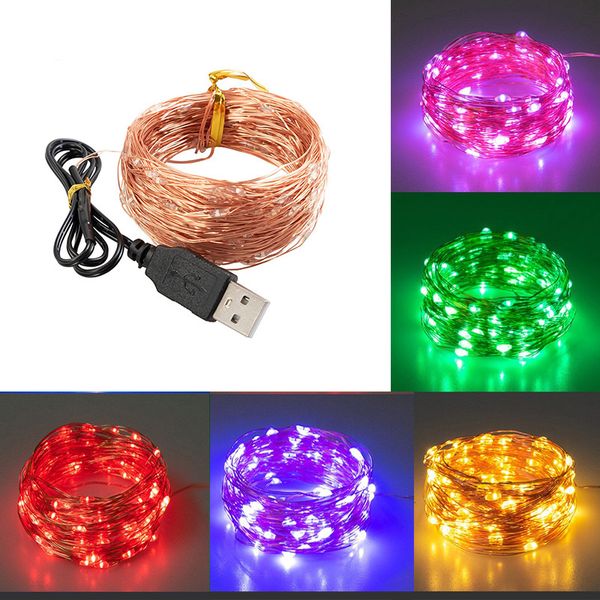 Luzes de corda LED USB 1m 2m 3m 4m 5m 10m 20m Multi Colors Disponível Fairy Christmas Decoration Light