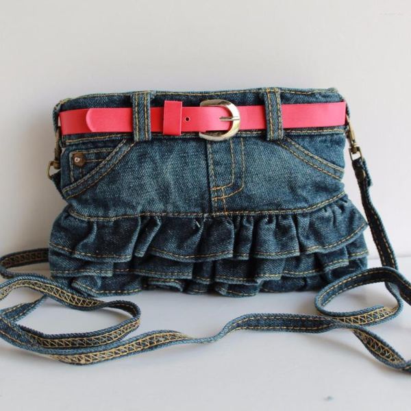 Borse da sera Bambini Ragazze per bambini Principessa Piuttosto casual Jeans denim Borsa con cintura rossa Borsa a tracolla Messenger Borse a tracolla Portamonete