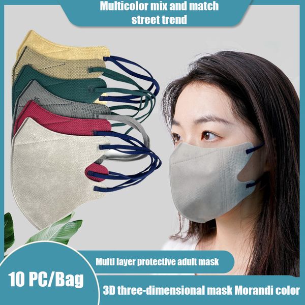 Maschere facciali monouso 3d kn95 maschera tridimensionale sottile per adulti Maschera colore Morandi display piccolo senza orecchie