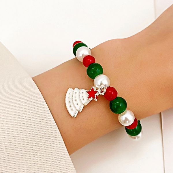 Fili di braccialetti con perline di alce albero di Natale Braccialetti natalizi carini da donna per feste regalo