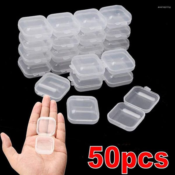 Ювелирные мешки 1-50 шт. Маленькие коробки квадратные прозрачные пластиковые коробки
