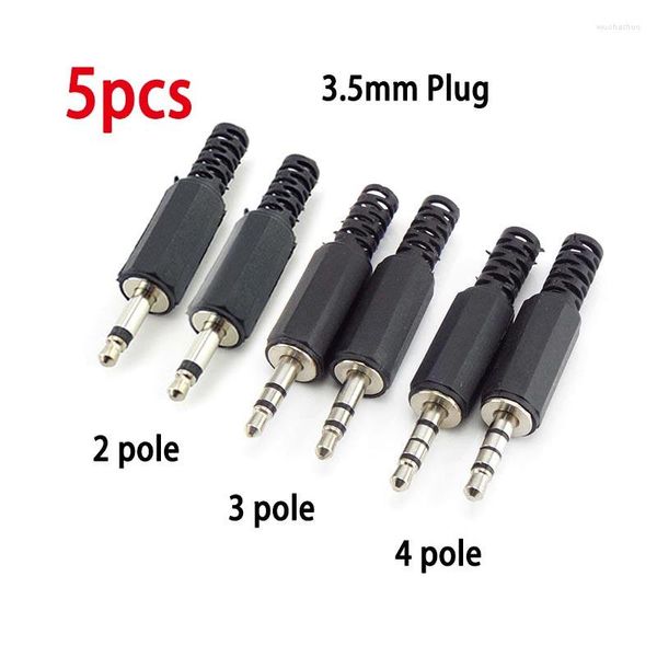 Acessórios de iluminação 5pcs 3,5 mm Plugue RCA 2 3 4 4 Pólo Mono Sceleo Audio Video Video Headphone Cable Wire Conector para soquete