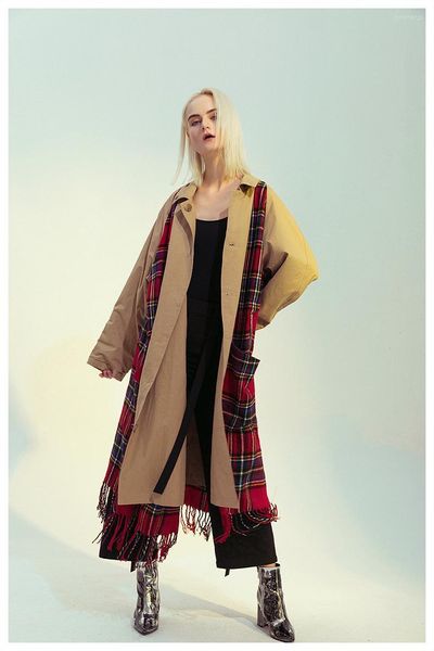 Trench da donna Cappotto giacca a vento reversibile casual autunno inverno elegante patchwork tartan vintage da donna