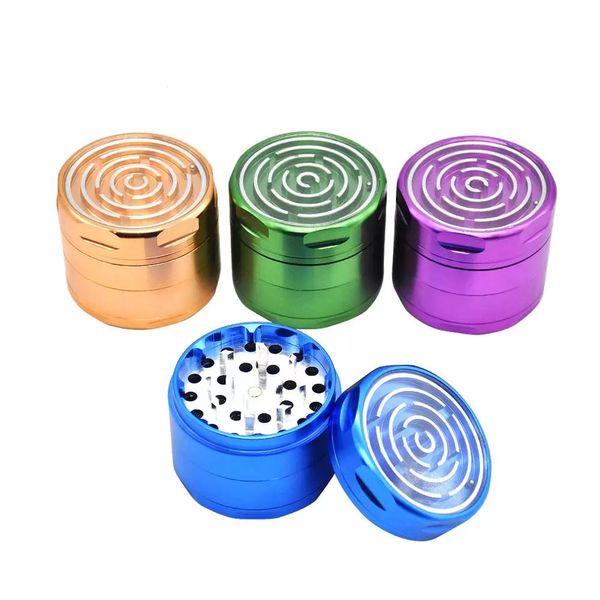 Aluminum Herb Grinder Smok Smoking Acessory Shop com Maze Janela 63mm 4 peças CNC Diamond Diamond Tobacco Pollen Spice Crucher Maze Game