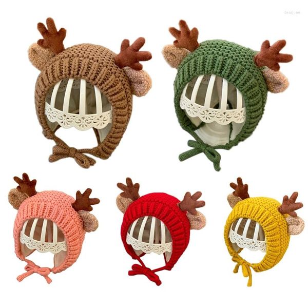 Chapeaux pour bébés, bonnet en tricot, mignon, bois de renne, cache-oreilles, chauffe-oreilles, 649C