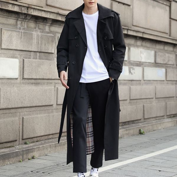 Herrenjacken Männer Trench Coat Herbst Lange Schichten Windbreaker Super Long Single Breaceed Mens Coats Freigelassene Büro Streetwear Korean Style 9xl 220930