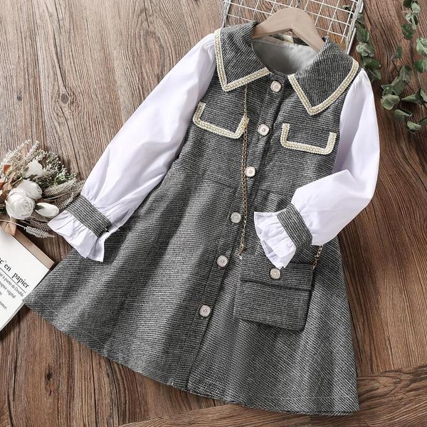 Abiti da ragazza Plaid per bambini Vestiti per ragazze Adolescenti Uniforme scolastica Manica lunga Primavera Autunno Costume per bambini 6 8 10 12 13 anni