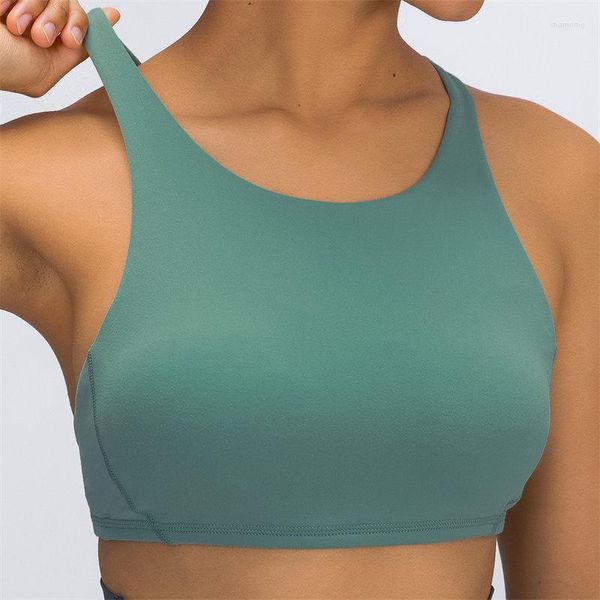 Roupa de ioga Nepoagym Desire Mulheres Médias Impacto Esportes Bras Cross Cruz Back Sexy Running Bra High Neck com copos removíveis