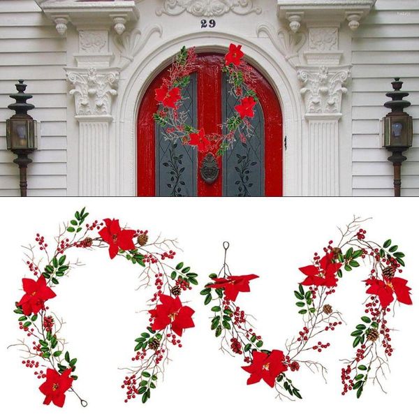 Dekoratif çiçekler yapay bitki dekorasyon Noel bitkileri sahte düğün dekor okaliptüs yaprağı asma çam iğne koni kırmızı meyve