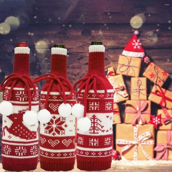 Рождественские украшения вязаные винные бутылочные крышки дерево лосей снежинок отдых