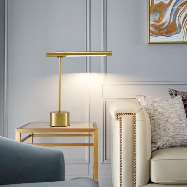 Lâmpadas de mesa pós-modernas todos os cobre bronze lâmpada cama decoração led mesa proteção ocular leitura criativa ao lado