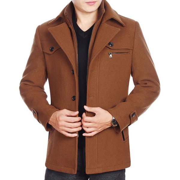 Herren Wollmischungen est Winterjacken Herren Wollmantel Business Casual Wollmischungen Jacke Männlich verdicken Windjacke Grau Schwarz Braun 220930