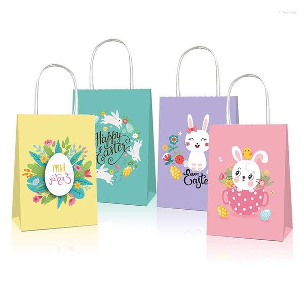 Embrulho de presente 12pcs Easter Treat School Sacha com alças Bolsa de Goodie e Recipientes de Cestos de Ovos para Crianças Favoras Decoração