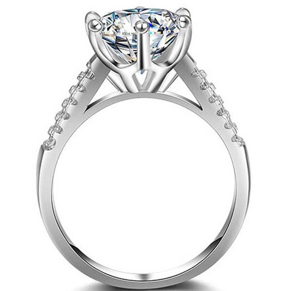 Модные ювелирные украшения 2ct Big Stone Fedding Rings 925 Стерлинговое серебро смоделировать бриллиантовое обручальное обручальное размер кольца 5-10