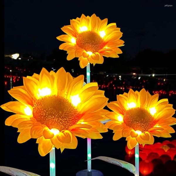 Lampada solare da giardino per prato, girasole, terra, lampada plug-in, cortile esterno, paesaggio, percorso, faretto, illuminazione a LED