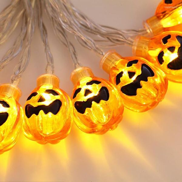 Strings Funny Halloween Dia 1.2m 10 LEDS Luz 2 Bateria laranja cor plástica cadeias de abóbora Lichterketten