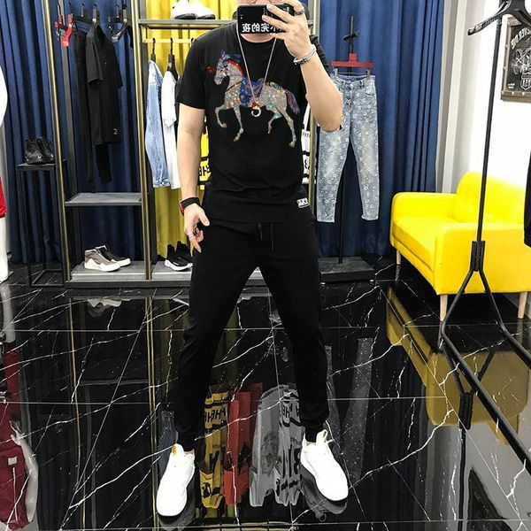 Men's Tracksuits Men 2022 Real Factory Picture Design Animal Pattern Pattern T-shirt Fashion Youth Sets Trend Thrend Short