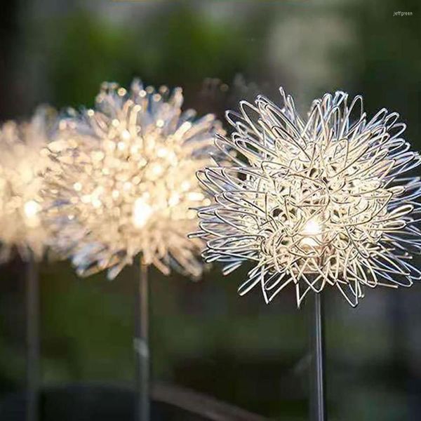 LED Solar Aluminium Wire Dandelion Garden Lawn Light Outdoor IP65 Lâmpada à prova d'água para pátio Decoração de casamento no quintal