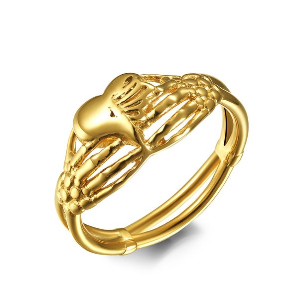 Religioso Irlandês Celta Celtic Skull Ring Hand anel de aço inoxidável prata Squeleleto de esqueleto Jóia Antiga Celt Heart Love para mulheres Lady Men Rock Jewellery