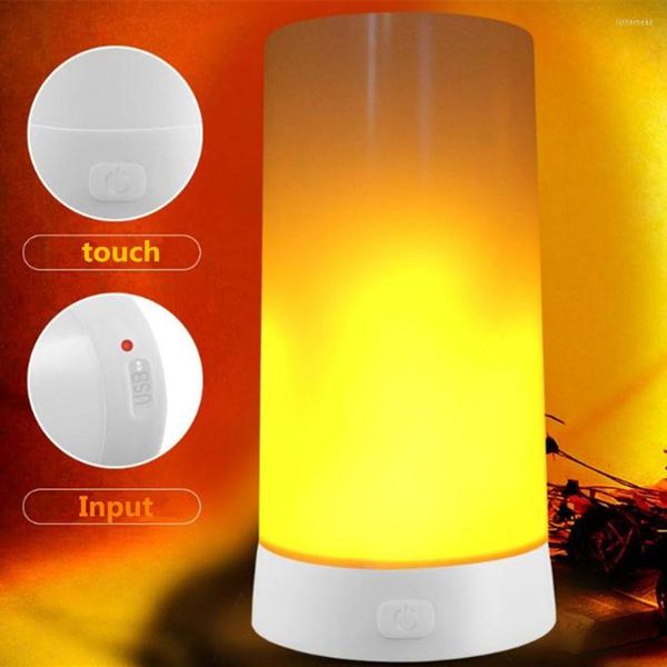 Nachtlichter Chiclits 2W KTV Lampe Korridor USB-Aufladung Kleines Esszimmer Freizeit Bar Flammeneffekt Magnetfuß LED-Tischlampen