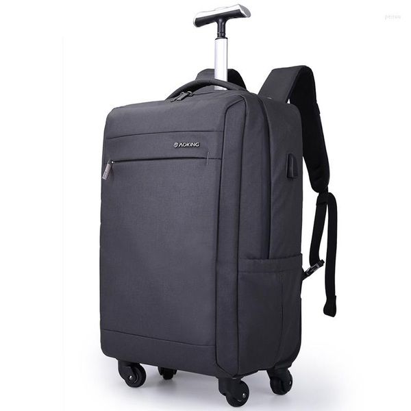 Malas de marca carrinho de bagagem com rodas mochila multifuncional interface usb mala de negócios portátil viagem