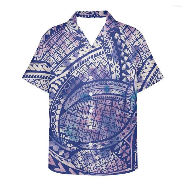 Camicie casual da uomo HYCOOL Camicia hawaiana tribale polinesiana ampia vestibilità tradizionale Panno tapa del Pacifico Melanesia Samoa per uomo