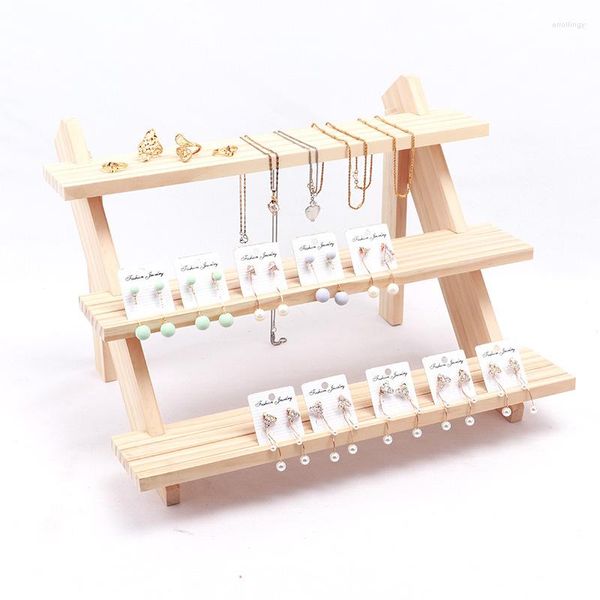 Bolsas de jóias 2022 N Brincho Plataforma Display Props Log Stud Rack Storage Wood Wood