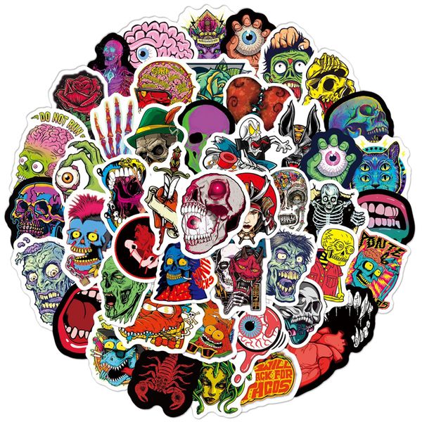 Paquete de 100 pegatinas de calavera, pegatinas punk para ordenador portátil, botella de agua, vinilo loco, esqueleto de terror, pegatinas para adultos, adolescentes, monopatín, ordenador, guitarra, motocicleta, bicicleta