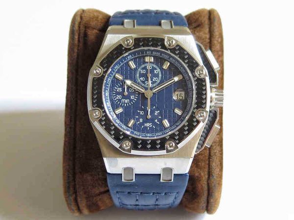 APF ZF NF BF N C JF Luxo Mens Relógios Qualidade ETA 7750 Movimento Automático Cronógrafo 26030 Pulseira de Couro de Bezerro PVD 18K Rose Gold Case Men