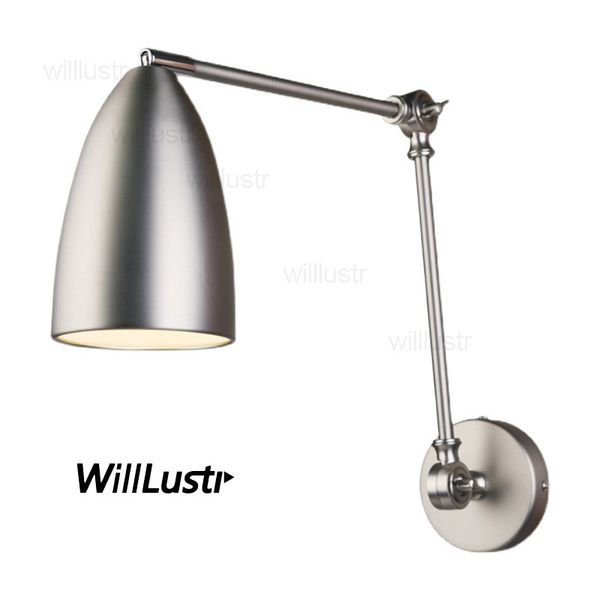 Teleskop-Wandleuchte, mechanisch, drehbarer Arm, Lampe, minimalistisch, schwarz, weiß, Nickel, Nachttisch, Sofa, Seite, Schlafzimmer, Hotel, moderne Leuchten