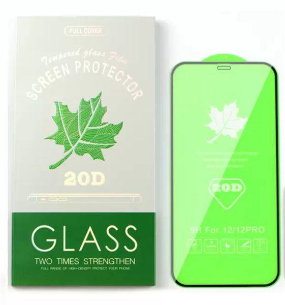 20D Full Cover Gehärtetes Glas für iPhone 15 14 12 13 Pro X XR XS Max Displayschutzfolie für Samsung Huawei Xiaomi Schutzfolie mit Paketbox