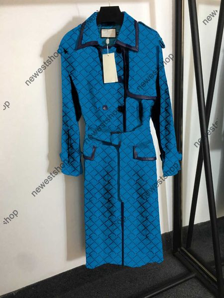 Trench di marca da donna autunno moda per designer di lusso Giacca a vento da donna con stampa di lettere del corpo Cappotto con cintura allentata Cappotto da trench lungo casual femminile