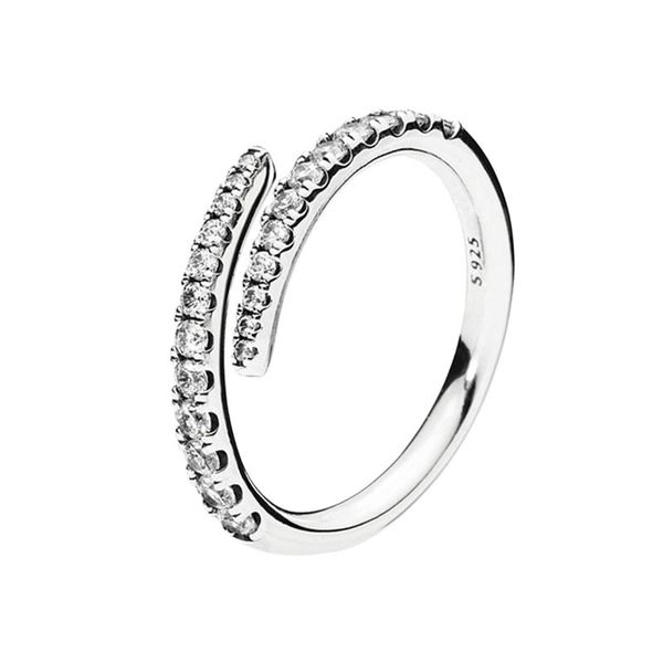 CZ Diamond Lines of Sparkle Ring 925 Серебряные серебряные свадебные украшения для женщин с оригинальной коробкой для обручальных колец Pandora