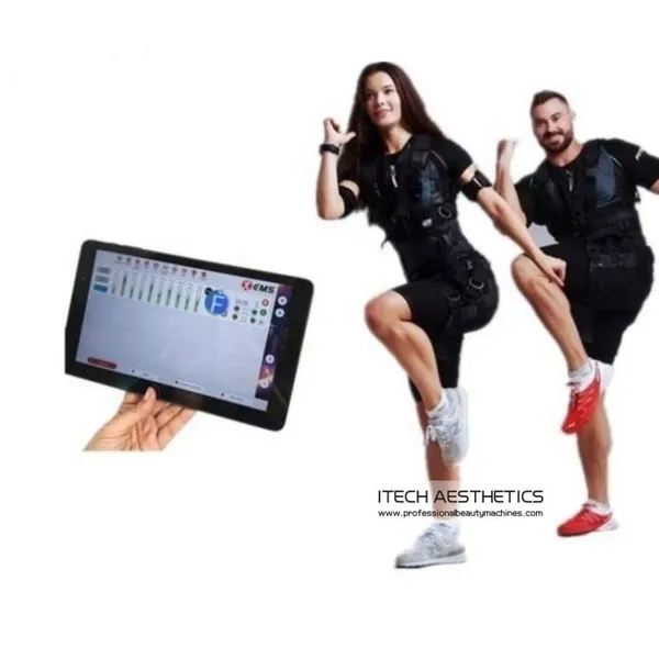 Dispositivo di allenamento fitness EMS wireless di benvenuto App XEMS Pad o controllo del telefono Sistema Android Attrezzatura per stimolatore muscolare Tuta e macchina xems