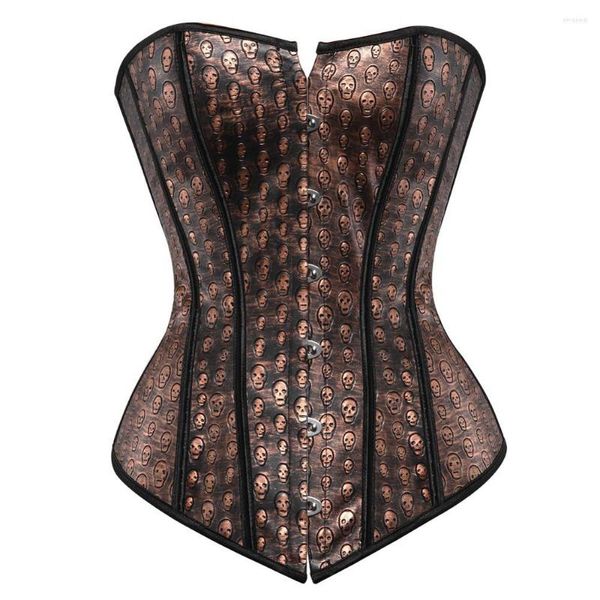 Bustiers espartilhos e mulheres sexy steampunk falsy couro renda up bosed corselet skull pirata carnaval party modear plus size size