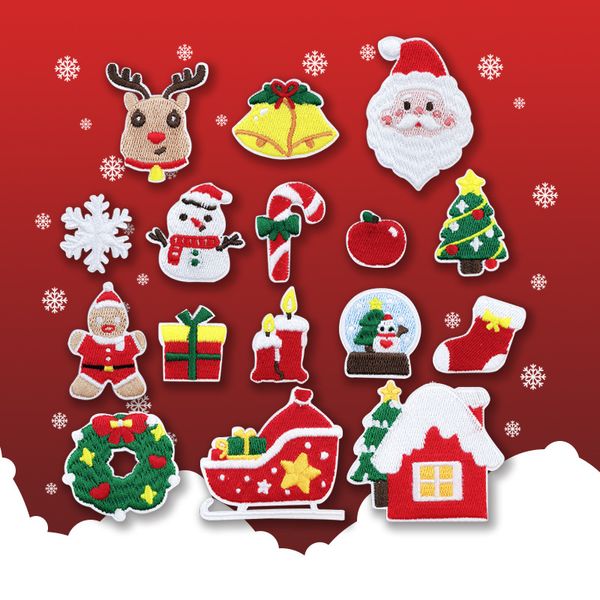 Notions Toppa termoadesiva Piccolo adesivo natalizio Toppe ricamate Toppa per applicazioni autoadesive per abbigliamento per bambini, maglioni, giacche, riparazioni, decorazioni artigianali