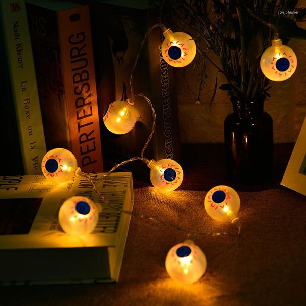 Stringhe 2.2m 20leds Ghost Eyes LED String Lights Alimentazione a batteria Ghirlande di Halloween Balls Holiday Party Decorazione del giardino Fata