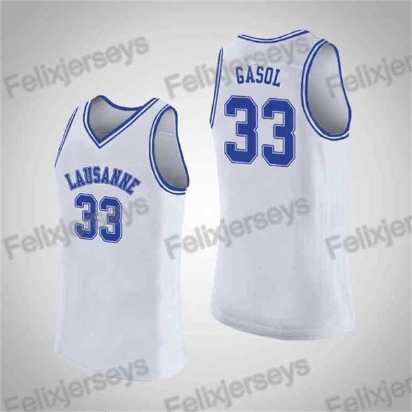 Gla Thr 33 Marc Gasol NCAA Lausanne Collegiate School #33 Weißes High-School-Trikot College-Basketball-Trikots